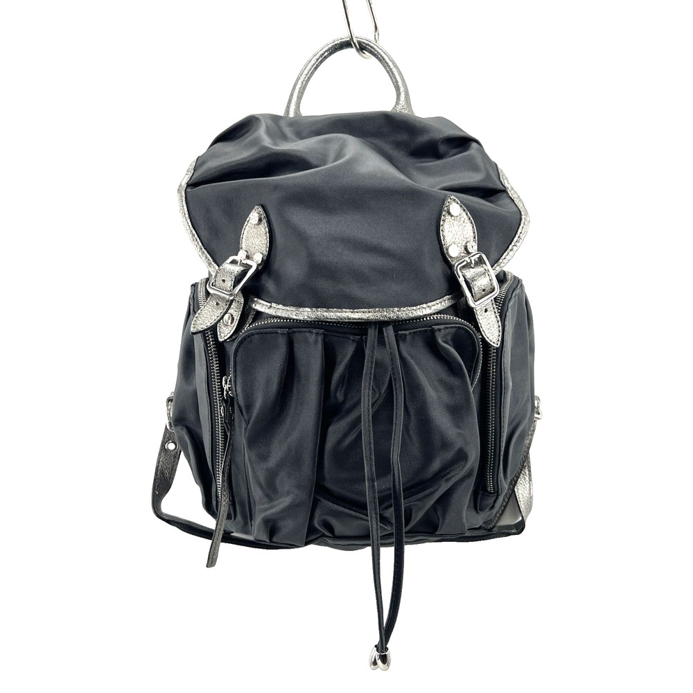 MZ Wallace Backpack Bag Nylon & Leather Large Charcoal Marlena Emerald Bedford